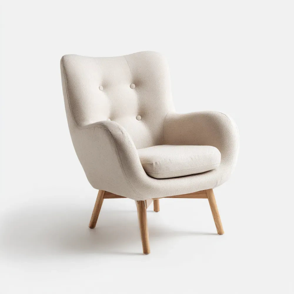 Armchair Upholstered Fabric 85x80x90 cm - Beige - Contemporary Design