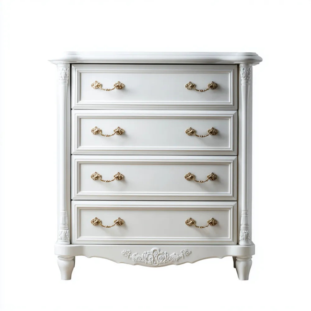 Chest of Drawers 80x40x100 cm - Wood - White - Classic Design