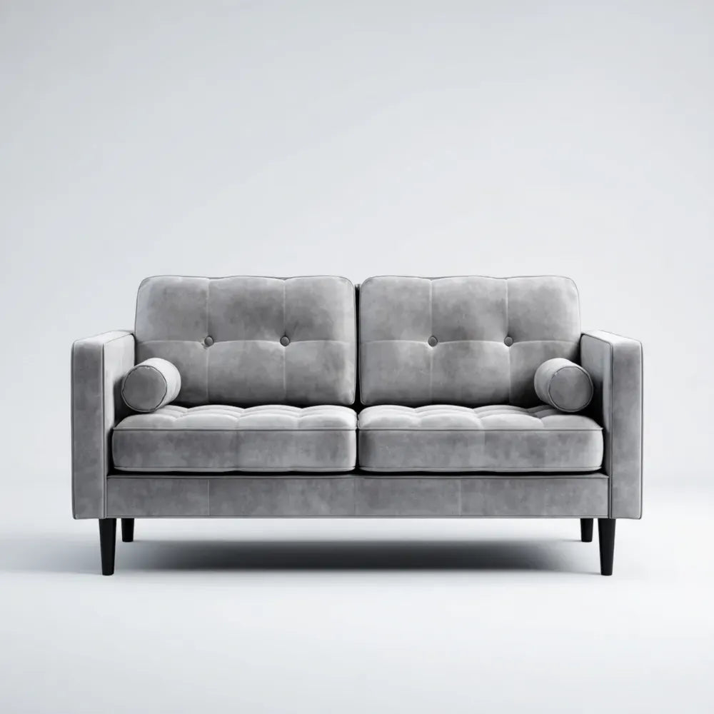 3-Seater Sofa Velvet Upholstery 180x85x75 cm - Light Gray - Modern Design
