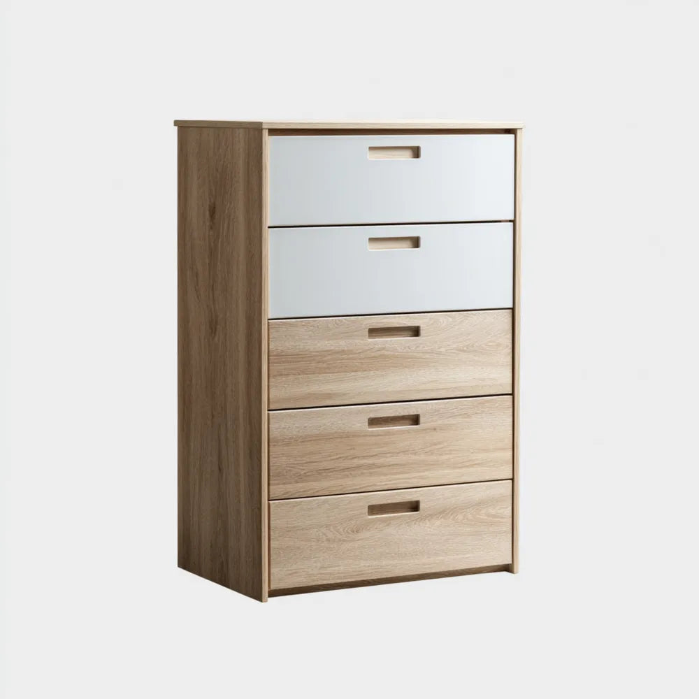Chest of Drawers 120x80x45 cm - Oak/White - Modern Design