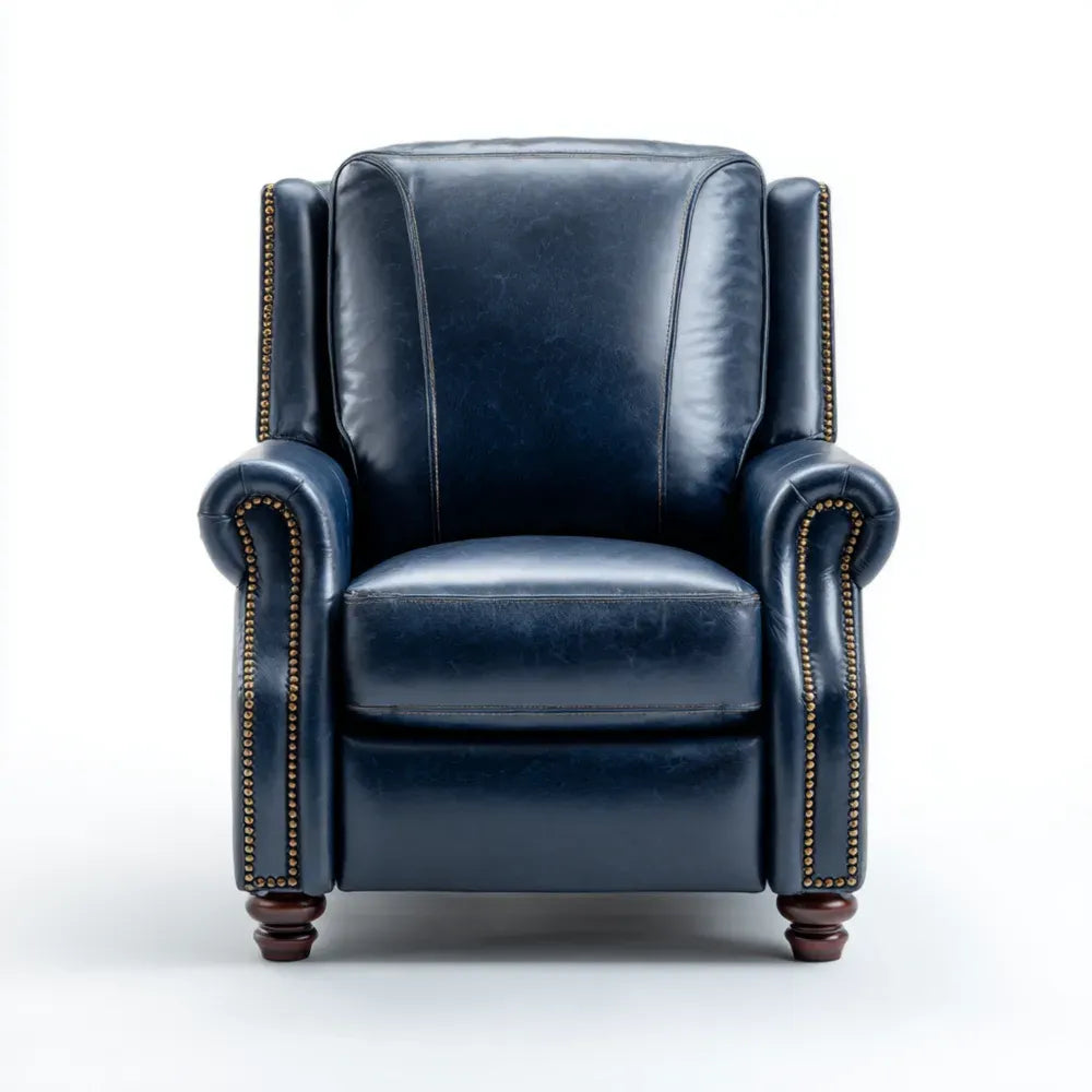 Armchair Leather Upholstery 75x90x105 cm - Dark Blue - Classic Design