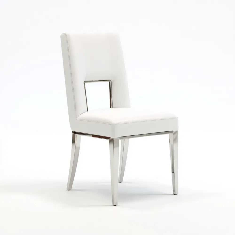 Dining Chair Faux Leather 45x55x90 cm - White - Modern Style