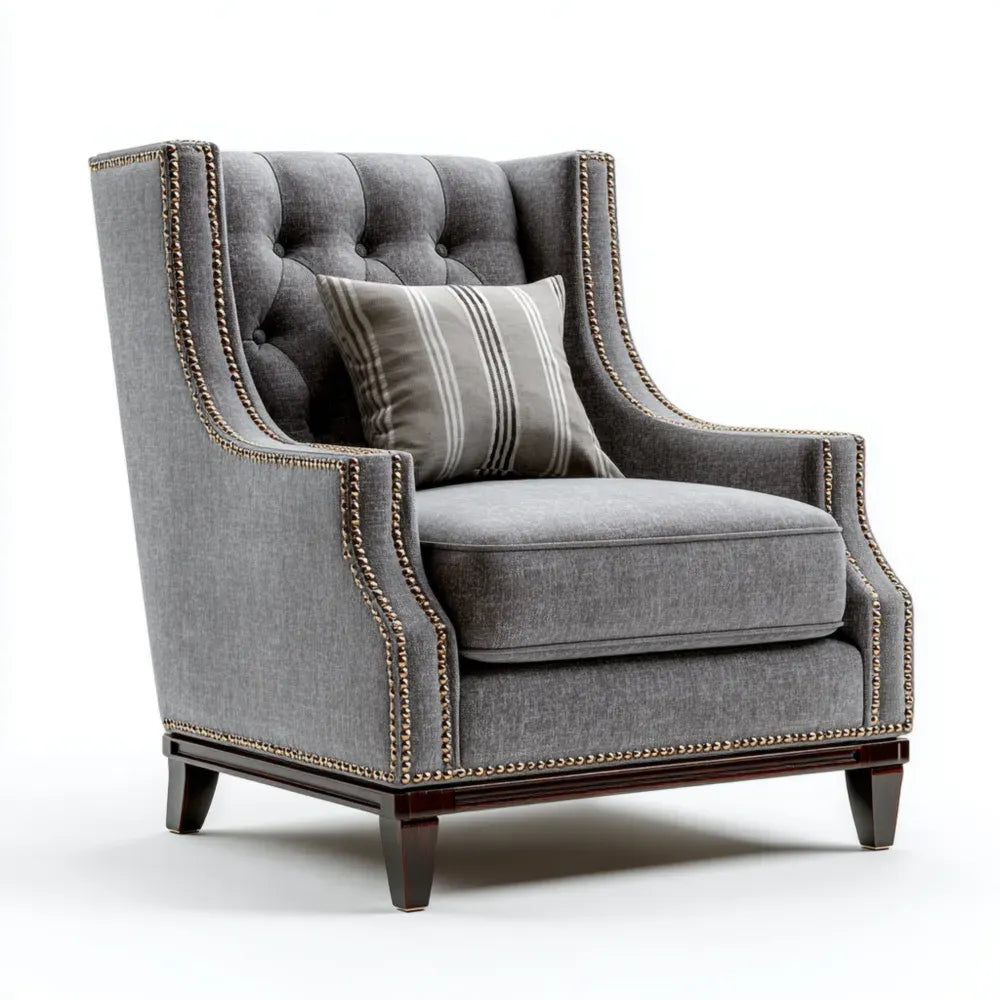 Armchair Linen Upholstery 80x85x100 cm - Dark Gray - Classic Design