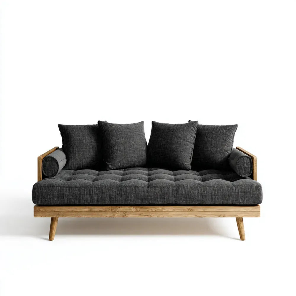 Convertible Sofa Bed Fabric Upholstered 180x90x75 cm - Dark Grey - Modern Design